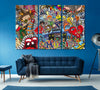 Image of Abstract Music Graffiti Wall Art Decor Canvas Printing-3Panels