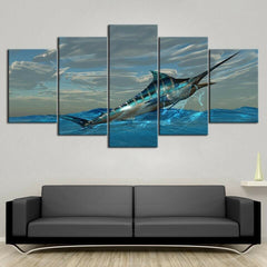 Atlantic Sailfish Blue Marlin Fish Wall Art Decor Canvas Printing