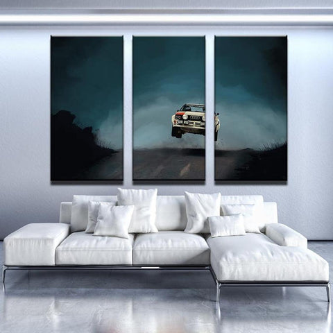 Audi Car Jumping Racing Wall Art Decor Canvas Printing