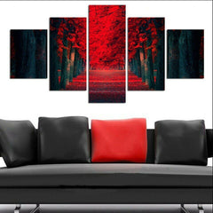 Autumn Red Tress in The Garden Wall Art Decor Canvas Printing