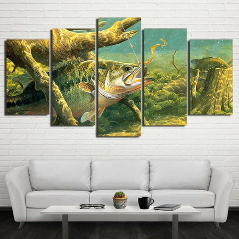 Bass Fishing Lake Fish Wall Art Decor Canvas Printing