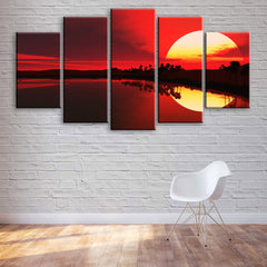 Beautiful Sunset Red Sky At Night Wall Art Decor Canvas Printing