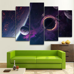 Black Hole Galaxy Planets Space Wall Art Decor Canvas Printing
