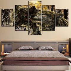 Black Wolf Animal Wall Art Decor Canvas Printing