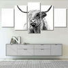 Image of Black and White Highland Cow Wall Art Decor Canvas Printing