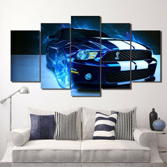 Blue Ford Mustang Shelby Car Wall Art Decor Canvas Printing