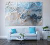 Image of Blue Marble Wall Art Decor Canvas Printing-3Panels