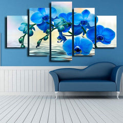Blue Orchid Abstract Flower Wall Art Decor Canvas Printing