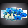 Image of Blue Orchid Floral Flower Wall Art Decor Canvas Printing