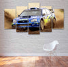 Image of Blue Rally Car Racing Wall Art Decor Canvas Printing