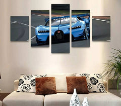 Blue Sports Car Bugatti Chiron Wall Art Decor Canvas Printing