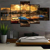 Image of Boat Marina Port Sunset Wall Art Decor Canvas Printing