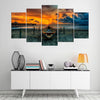 Image of Boat Sunset Seascape Wall Art Decor Canvas Printing