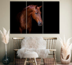 Brown Horse Portrait Wall Art Decor Canvas Printing-3Panels