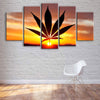 Image of Cannabis Leaf Sunset Wall Art Decor Canvas Printing