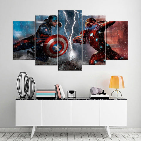 Captain America vs Iron Man Civil War Wall Art Decor Canvas Printing