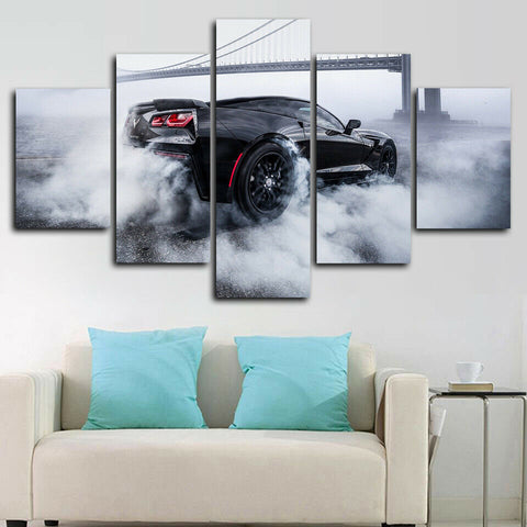 Chevrolet Corvette Burnout Car Wall Art Decor Canvas Printing