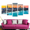 Image of Chicago Skyline Harbor Sunset Wall Art Decor Canvas Printing