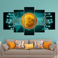 Cryptocurrency Bitcoin Wall Art Decor Canvas Printing