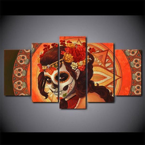 Day Of The Dead Face Sugar Skull Wall Art Decor Canvas Printing