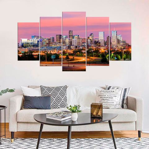 Denver Skyline Contemporary Cityscape Wall Art Decor Canvas Printing