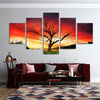 Image of Fall Red Tree Red Sky Nature Scenery Wall Art Decor Canvas Printing