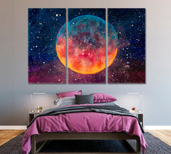 Fantasy Moon Modern Wall Art Decor Canvas Printing-3Panels