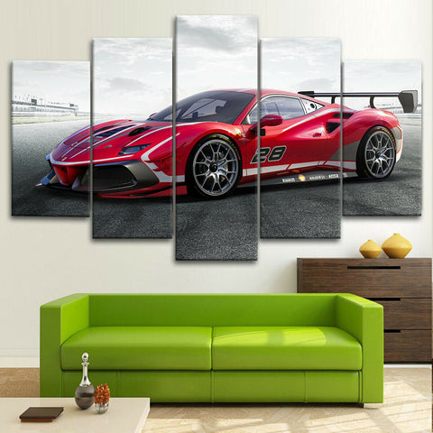 Ferrari 488 Evo Racing Car Wall Art Decor Canvas Printing