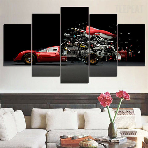 Ferrari Anatomy Sport Car engineering Wall Art Decor Canvas Printing