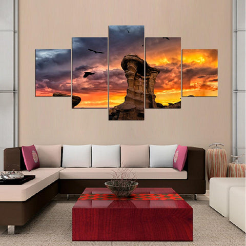 Fire In The Sky Sunset Stone Nature Scenery Wall Art Decor Canvas Printing