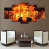 Image of Firefighter Firemen Flames Fire Wall Art Decor Canvas Printing