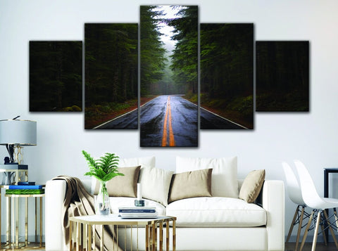 Forest Road Big Green Tree Wall Art Decor Canvas Printing