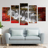 Image of Forest Waterfall Red Trees Nature Wall Art Decor Canvas Printing