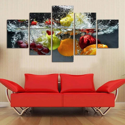 Fruits in Water Splash Wall Art Decor Canvas Printing