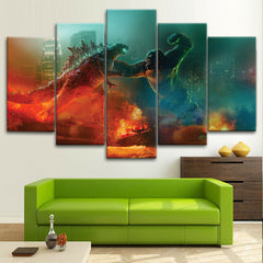 Godzilla vs King Kong Fight Wall Art Decor Canvas Printing