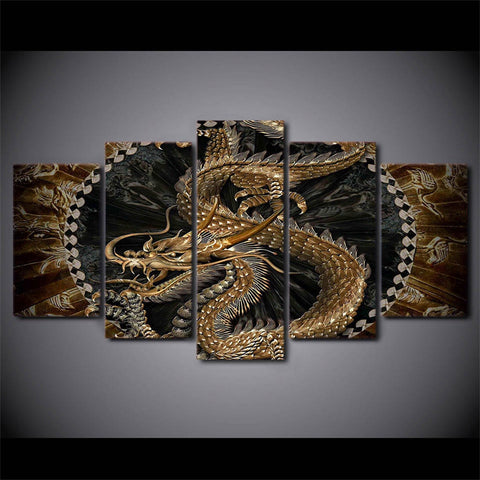 Golden Dragon Wall Art Decor Canvas Printing