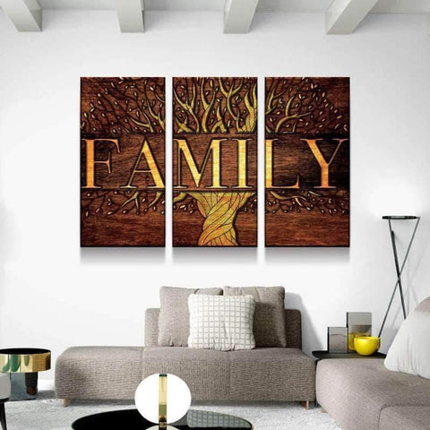 Golden Family Tree Wall Art Decor Canvas Printing