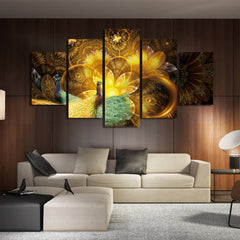 Golden Peacock Wall Art Decor Canvas Printing