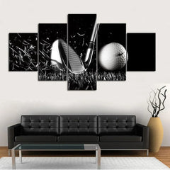 Golf Swinging Iron Shot Black and White Wall Art Decor Canvas Printing