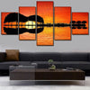 Image of Guitar Island Tree Lake Sunset Reflection Wall Art Decor Canvas Printing