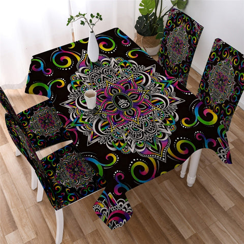 Mandala by Brizbazaar Mysterious Universe Gemstone Waterproof Rectangular Dinner Tablecloth