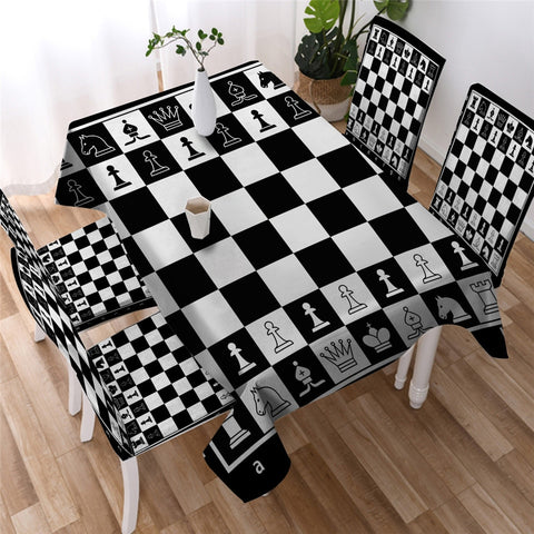 Chess Board Games Waterproof Rectangular Dinner Tablecloth