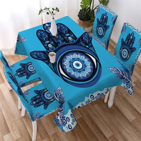 Evil Eye Hamsa by Ismot Esha Waterproof Rectangular Dinner TableCloth