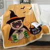 Image of Lover Hippie Pug Cute Dog Bulldog Sherpa Blanket on Bed Throw Blanket Sofa Cover