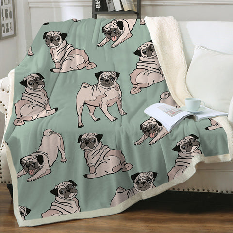 Lover Hippie Pug Cute Dog Bulldog Sherpa Blanket on Bed Throw Blanket Sofa Cover