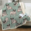 Image of Lover Hippie Pug Cute Dog Bulldog Sherpa Blanket on Bed Throw Blanket Sofa Cover