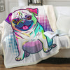 Image of Lover Hippie Pug Cute Dog Bulldog Sherpa Blanket on Bed Throw Blanket Sofa Cover