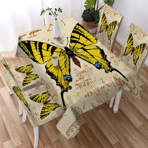 Flying Butterfly Waterproof Rectangular Dinner Tablecloth