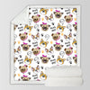 Image of Lover Hippie Pug Cute Dog Bulldog Sherpa Blanket on Bed Throw Blanket Sofa Cover