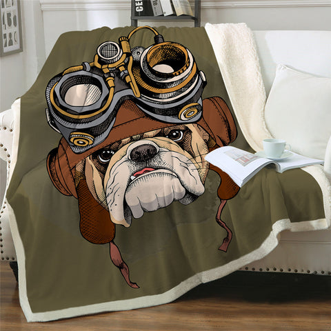 Lover Hippie Pug Cute Dog Bulldog Sherpa Blanket on Bed Throw Blanket Sofa Cover